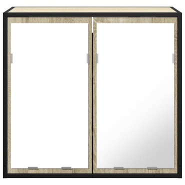 vidaXL Ντουλάπι καθρέφτη μπάνιου Sonoma Oak 65x20x60cm 1 τεμ.
