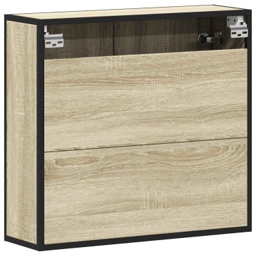 vidaXL Ντουλάπι καθρέφτη μπάνιου Sonoma Oak 65x20x60cm 1 τεμ.