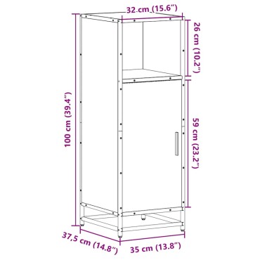 vidaXL Ντουλάπι μπάνιου καπνιστή βελανιδιά 35x37,5x100cm