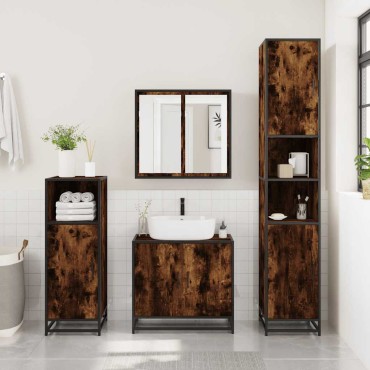 vidaXL Ντουλάπι μπάνιου καπνιστή βελανιδιά 35x37,5x100cm