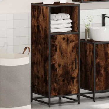 vidaXL Ντουλάπι μπάνιου καπνιστή βελανιδιά 35x37,5x100cm