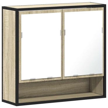 vidaXL Ντουλάπι καθρέφτη μπάνιου Sonoma Oak 65x20x60cm 1 τεμ.
