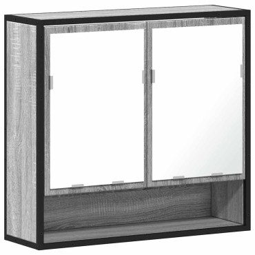 vidaXL Ντουλάπι καθρέφτη μπάνιου Γκρι Sonoma 65x20x60cm 1 τεμ.