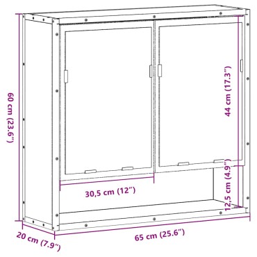 vidaXL Ντουλάπι καθρέφτη μπάνιου Γκρι Sonoma 65x20x60cm 1 τεμ.