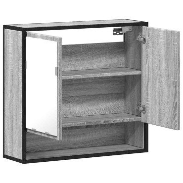 vidaXL Ντουλάπι καθρέφτη μπάνιου Γκρι Sonoma 65x20x60cm 1 τεμ.