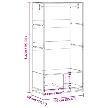 vidaXL Ντουλάπα Μαύρη 90 x 50 x 180 εκ. από Επεξ. Ξύλο