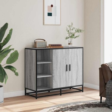 vidaXL Sideboard Γκρι Sonoma 92x35x76cm Ξύλινο μηχανουργικό ξύλο 1 τεμ.