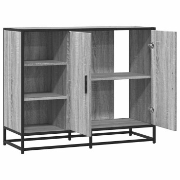 vidaXL Sideboard Γκρι Sonoma 92x35x76cm Ξύλινο μηχανουργικό ξύλο 1 τεμ.