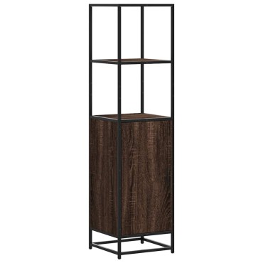 vidaXL Highboard καφέ δρυς Κατασκευασμένο ξύλο και μέταλλο 35,5x35x139 cm 1 τεμ.