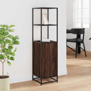vidaXL Highboard καφέ δρυς Κατασκευασμένο ξύλο και μέταλλο 35,5x35x139 cm 1 τεμ.