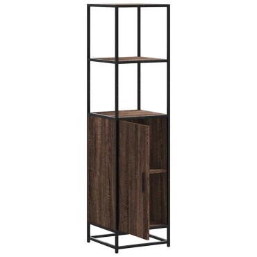 vidaXL Highboard καφέ δρυς Κατασκευασμένο ξύλο και μέταλλο 35,5x35x139 cm 1 τεμ.