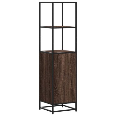 vidaXL Highboard καφέ δρυς Κατασκευασμένο ξύλο και μέταλλο 35,5x35x139 cm 1 τεμ.
