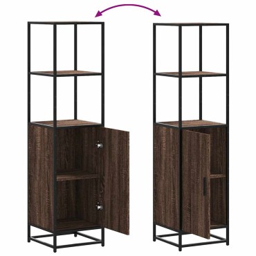 vidaXL Highboard καφέ δρυς Κατασκευασμένο ξύλο και μέταλλο 35,5x35x139 cm 1 τεμ.