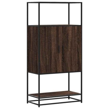 vidaXL Highboard καφέ δρυς Κατασκευασμένο ξύλο και μέταλλο 68x35x139cm 1 τεμ.