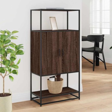 vidaXL Highboard καφέ δρυς Κατασκευασμένο ξύλο και μέταλλο 68x35x139cm 1 τεμ.