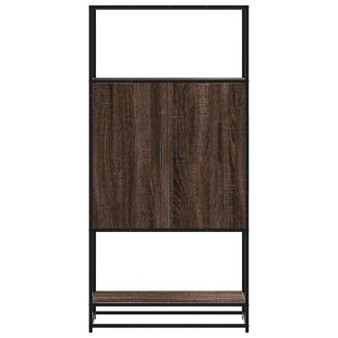 vidaXL Highboard καφέ δρυς Κατασκευασμένο ξύλο και μέταλλο 68x35x139cm 1 τεμ.