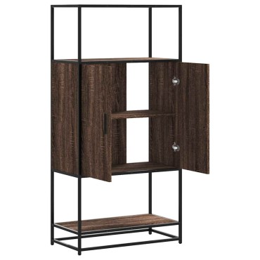 vidaXL Highboard καφέ δρυς Κατασκευασμένο ξύλο και μέταλλο 68x35x139cm 1 τεμ.