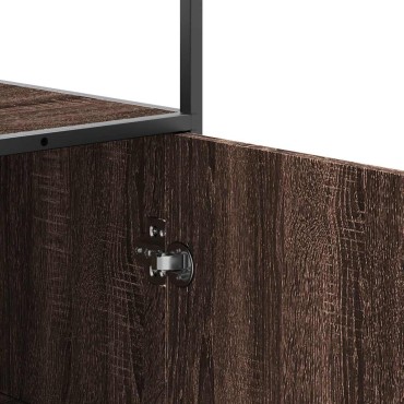 vidaXL Highboard καφέ δρυς Κατασκευασμένο ξύλο και μέταλλο 68x35x139cm 1 τεμ.