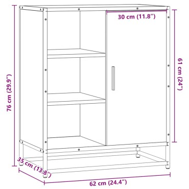 vidaXL Sideboard Καπνιστή δρυς 62x35x76cm Κατασκευασμένο ξύλο 1 τεμ.