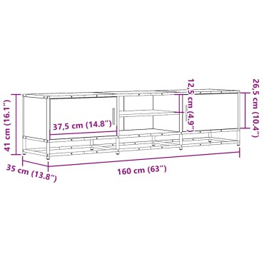 vidaXL Έπιπλο Τηλεόρασης Γκρι Sonoma 160x35x41cm Επεξ. Ξύλο