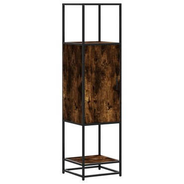 vidaXL Highboard Καπνιστή δρυς Κατασκευασμένο ξύλο και μέταλλο 35,5x35x139 cm 1 τεμ.