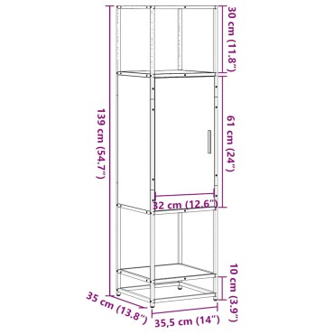 vidaXL Highboard Καπνιστή δρυς Κατασκευασμένο ξύλο και μέταλλο 35,5x35x139 cm 1 τεμ.