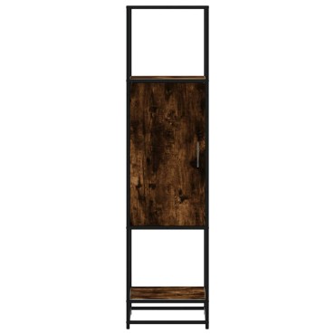 vidaXL Highboard Καπνιστή δρυς Κατασκευασμένο ξύλο και μέταλλο 35,5x35x139 cm 1 τεμ.