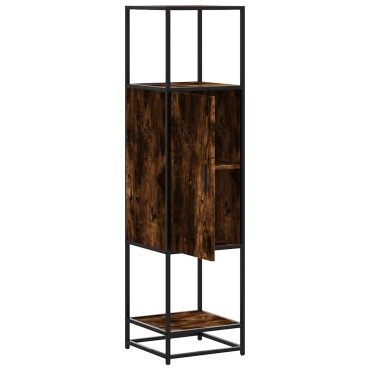 vidaXL Highboard Καπνιστή δρυς Κατασκευασμένο ξύλο και μέταλλο 35,5x35x139 cm 1 τεμ.