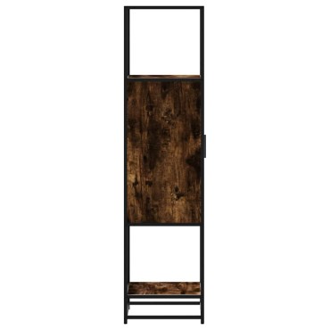 vidaXL Highboard Καπνιστή δρυς Κατασκευασμένο ξύλο και μέταλλο 35,5x35x139 cm 1 τεμ.