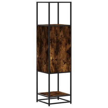 vidaXL Highboard Καπνιστή δρυς Κατασκευασμένο ξύλο και μέταλλο 35,5x35x139 cm 1 τεμ.