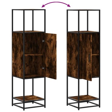 vidaXL Highboard Καπνιστή δρυς Κατασκευασμένο ξύλο και μέταλλο 35,5x35x139 cm 1 τεμ.
