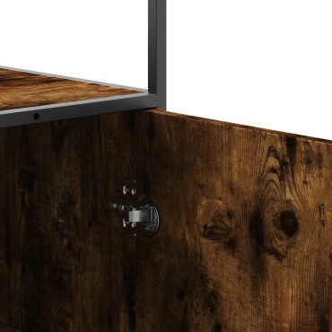 vidaXL Highboard Καπνιστή δρυς Κατασκευασμένο ξύλο και μέταλλο 35,5x35x139 cm 1 τεμ.