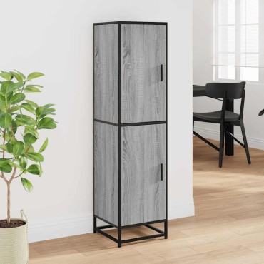 vidaXL Highboard Grey Sonoma Κατασκευασμένο ξύλο και μέταλλο 35,5x35x139 cm 1 τεμ.