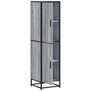 vidaXL Highboard Grey Sonoma Κατασκευασμένο ξύλο και μέταλλο 35,5x35x139 cm 1 τεμ.