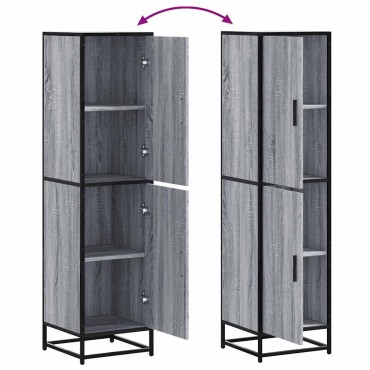 vidaXL Highboard Grey Sonoma Κατασκευασμένο ξύλο και μέταλλο 35,5x35x139 cm 1 τεμ.