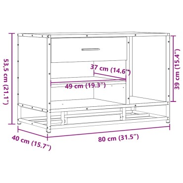 vidaXL Πάγκος παπουτσιών καφέ δρυς 80x40x53,5cm 1 τεμ.
