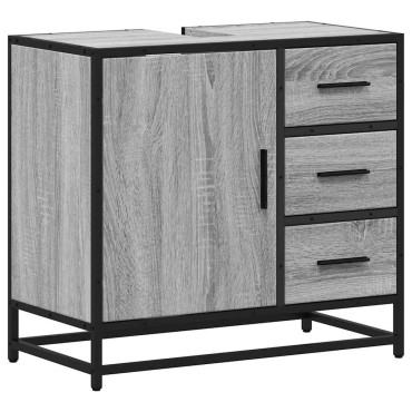 vidaXL Ντουλάπι νιπτήρα μπάνιου γκρι Sonoma 65x33x60cm