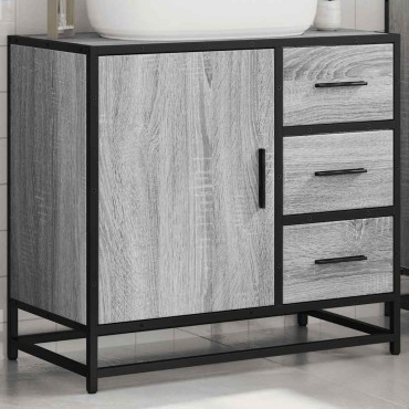 vidaXL Ντουλάπι νιπτήρα μπάνιου γκρι Sonoma 65x33x60cm