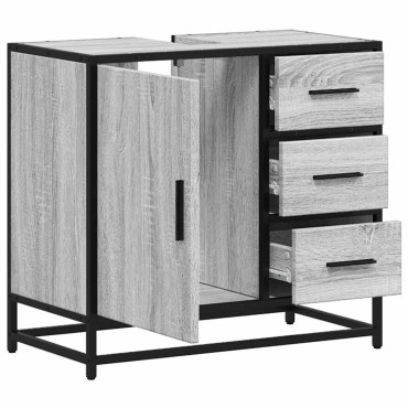 vidaXL Ντουλάπι νιπτήρα μπάνιου γκρι Sonoma 65x33x60cm
