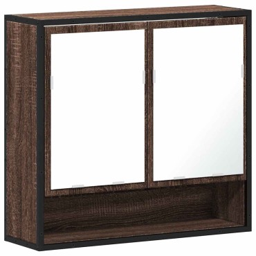 vidaXL ντουλάπι καθρέφτη μπάνιου καφέ δρυς 65x20x60cm