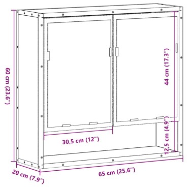 vidaXL ντουλάπι καθρέφτη μπάνιου καφέ δρυς 65x20x60cm