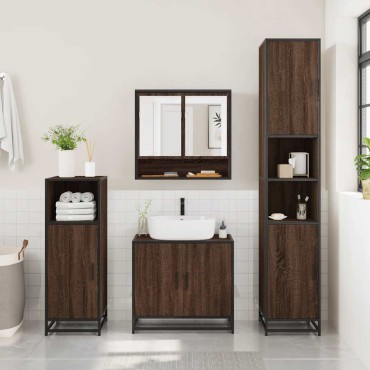 vidaXL ντουλάπι καθρέφτη μπάνιου καφέ δρυς 65x20x60cm
