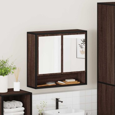 vidaXL ντουλάπι καθρέφτη μπάνιου καφέ δρυς 65x20x60cm