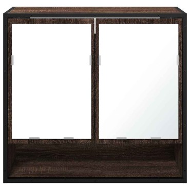 vidaXL ντουλάπι καθρέφτη μπάνιου καφέ δρυς 65x20x60cm