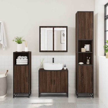 vidaXL ντουλάπι νιπτήρα μπάνιου καφέ δρυς 65x33x60cm