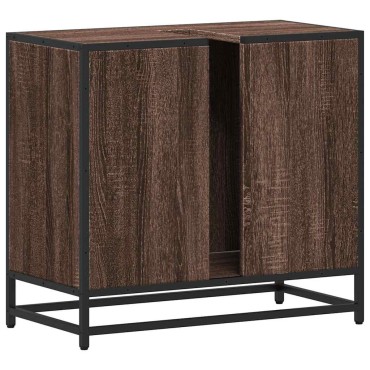 vidaXL ντουλάπι νιπτήρα μπάνιου καφέ δρυς 65x33x60cm