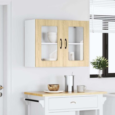 vidaXL ντουλάπι κουζίνας με γυάλινη πόρτα "Kalmar" Sonoma Oak 80x31x60cm
