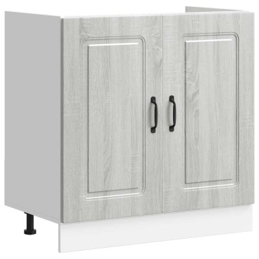 vidaXL Ντουλάπι βάσης νεροχύτη "Kalmar" Γκρι Sonoma 80x46x81,5cm 1 τεμ.