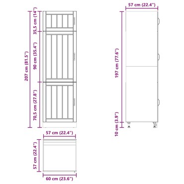 vidaXL Ντουλάπι κουζίνας "Lucca" Sonoma Oak Engineered Wood 60x57x207cm 1 τεμ.