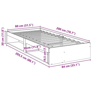 vidaXL Καναπές Κρεβάτι Χωρίς Στρώμα Λευκό 80x200 εκ. Μασίφ Ξύλο Πεύκου